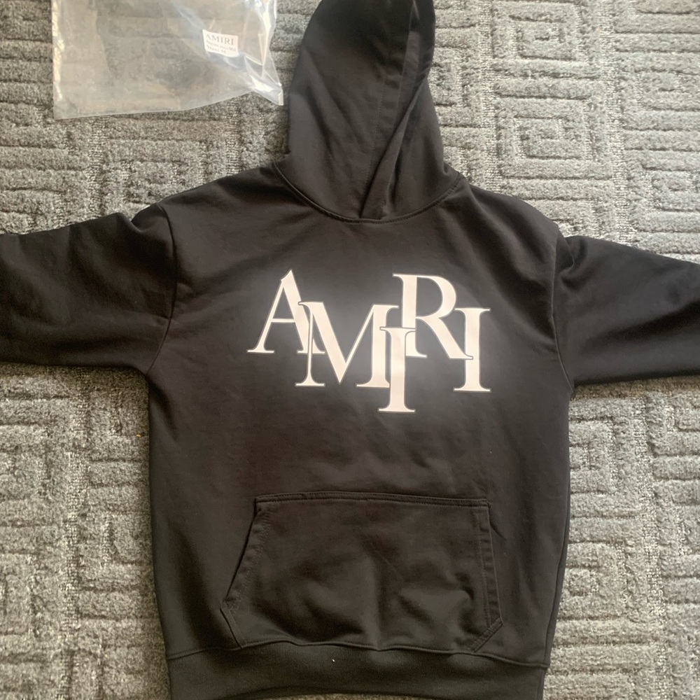 AMIRI Black Hoodie with White AMIRI Logo